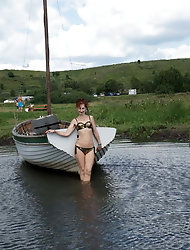 Sexy-shaped mature businesswoman is teasing her husband