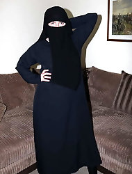 Wife in Burqa Niqab Stockings and Suspenders